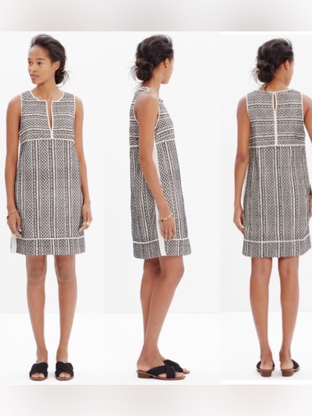 Madewell Black & White Tidal Wave Dress